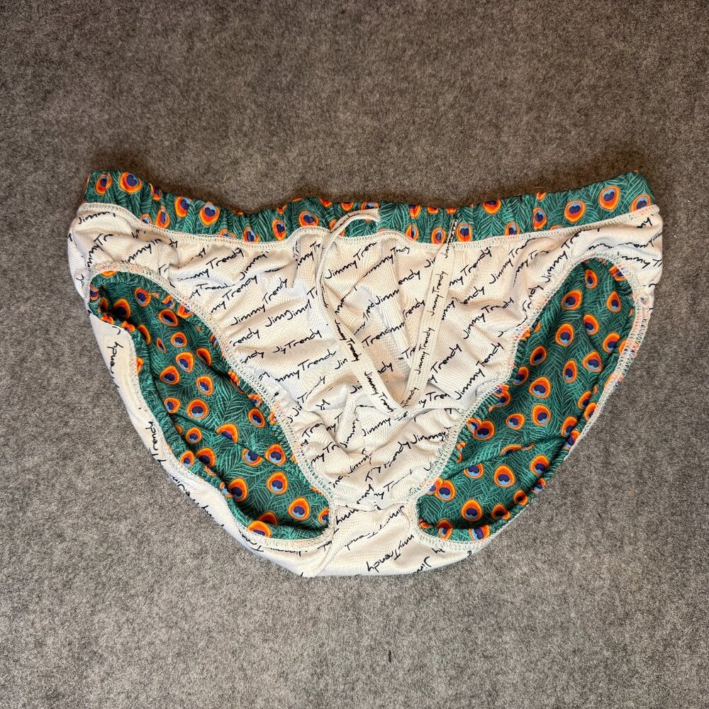 Jimmy Trendy Men’s Swim Brief Peacock Print Size Large - Picture 6 of 8